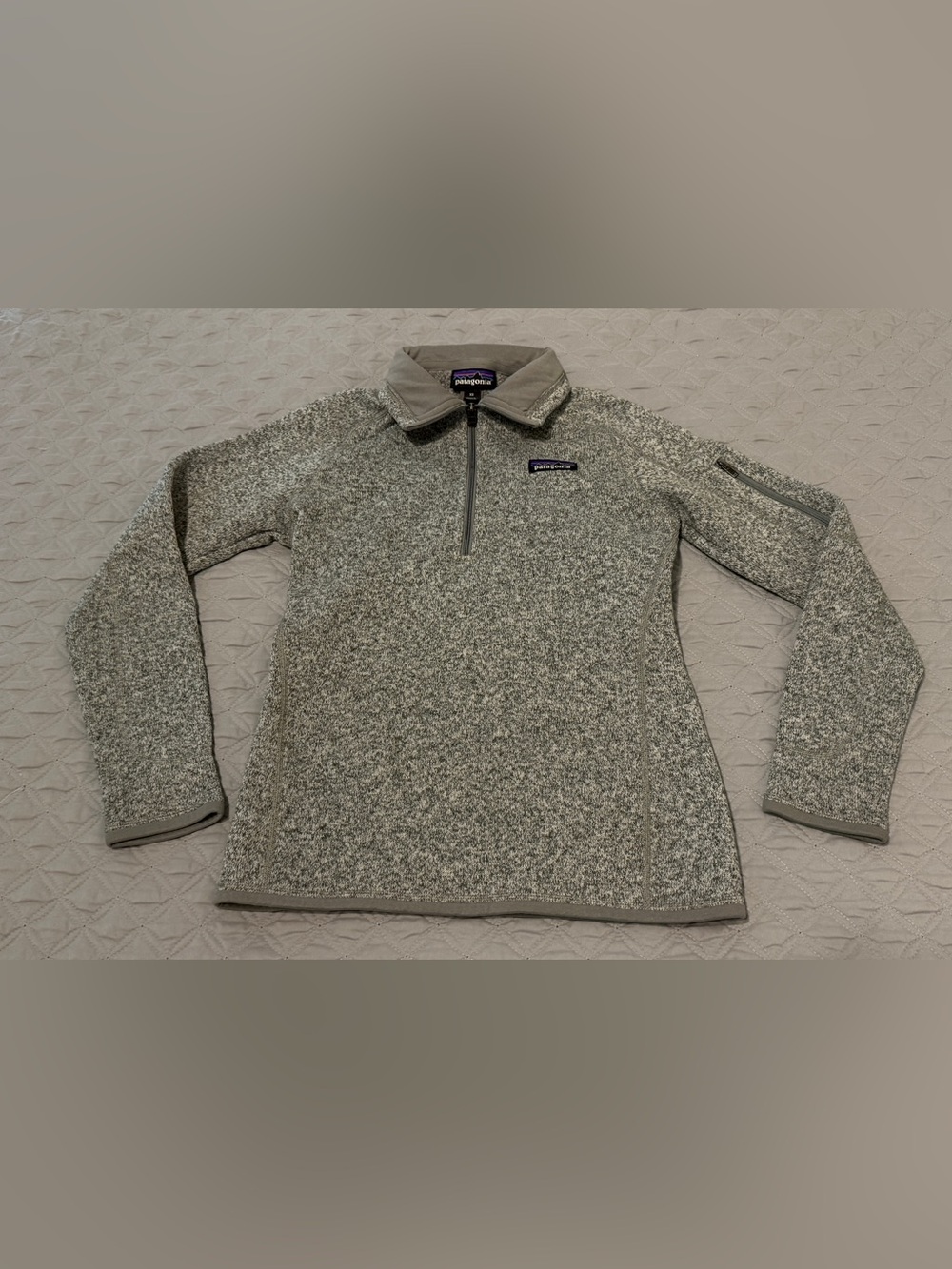 Patagonia Better Sweater Womens XS Birch White Grey 1/4 Zip Fleece Pullover Hike